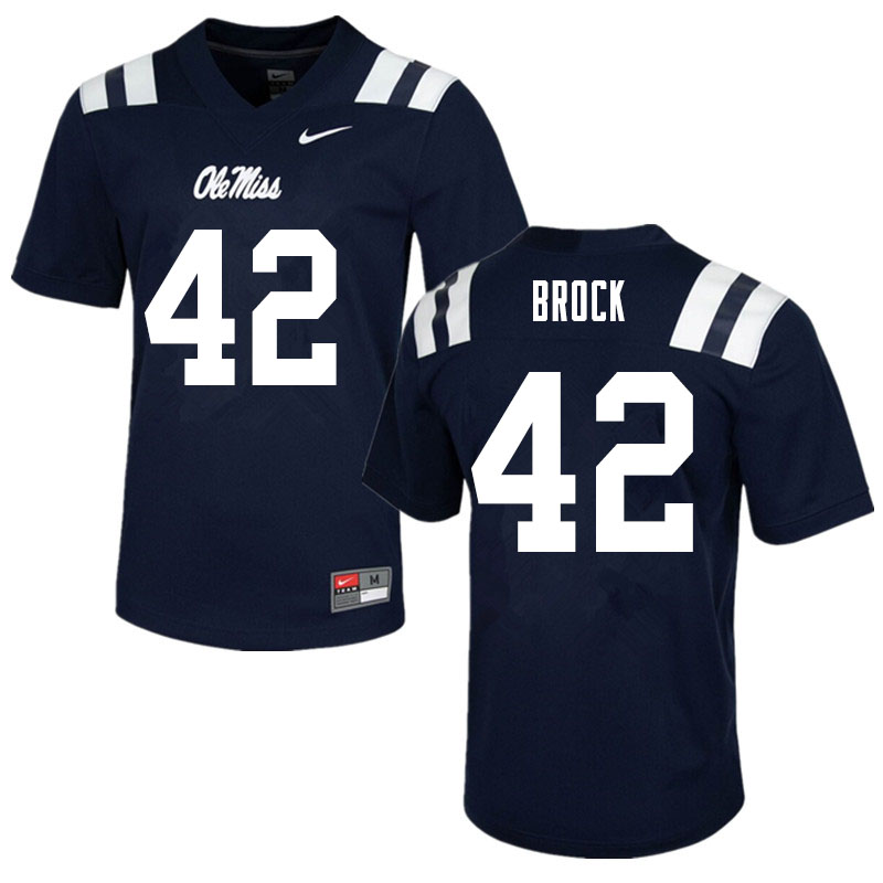 Ole Miss Rebels #42 Brooks Brock College Football Jerseys Sale-Navy